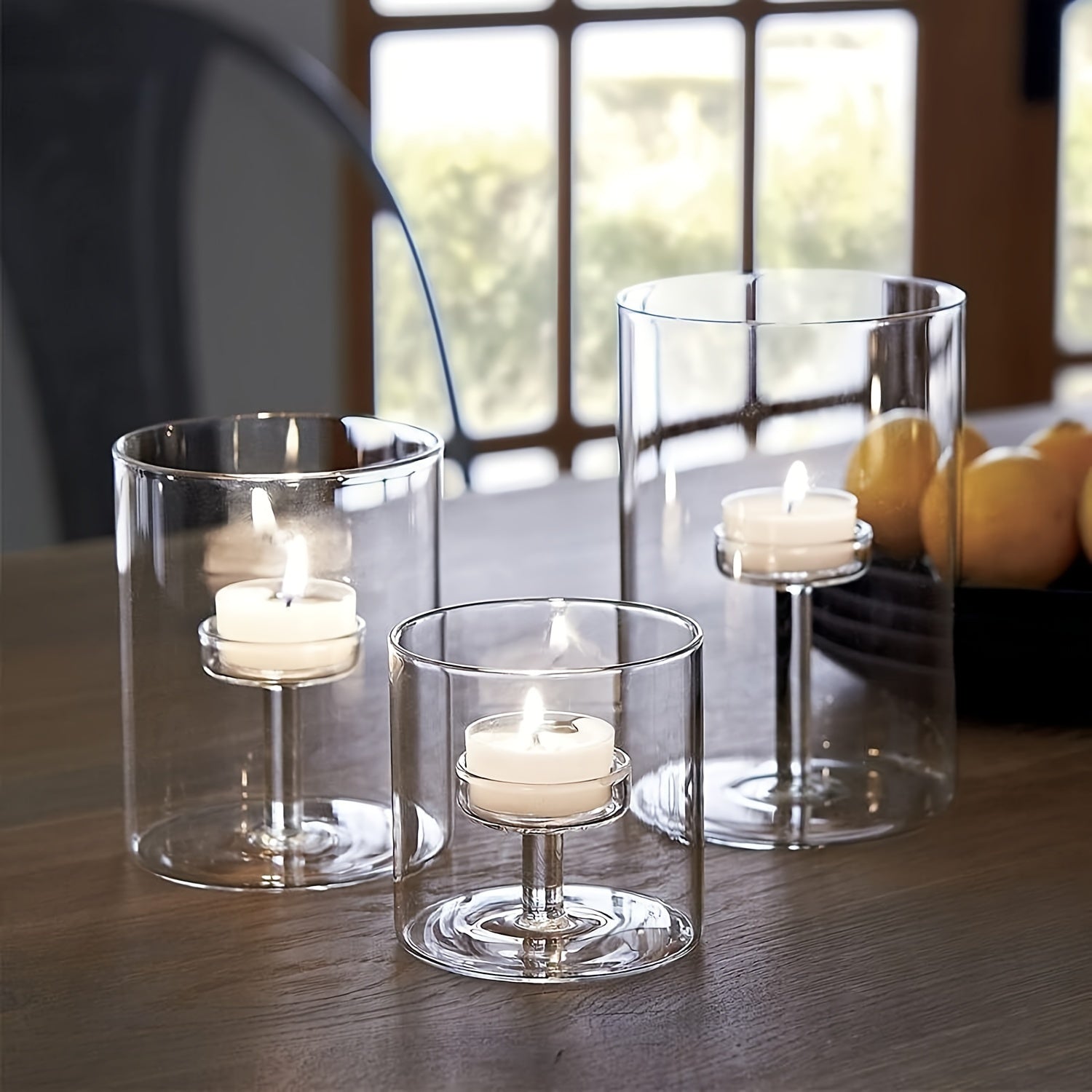 BowLift | PureLight - Trio of Transparent Candle Holders for Elegant Tables