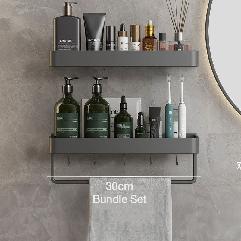 BowLift | Contemporary, elegant bathroom shelves in gray