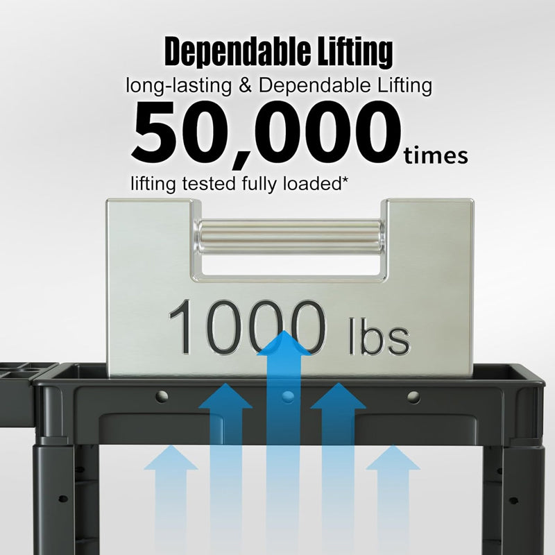 BowLift | 1000 lbs Utility Cart 2 Shelf Heavy Duty Service Cart with 360° Swivel Wheels Utility Service Cart