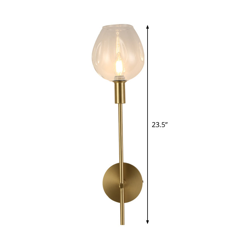 BowLift | Clear Glass Cup Wall Light Modern 1 Head Wall Mounted Lamp in Gold with Metal Pencil Arm