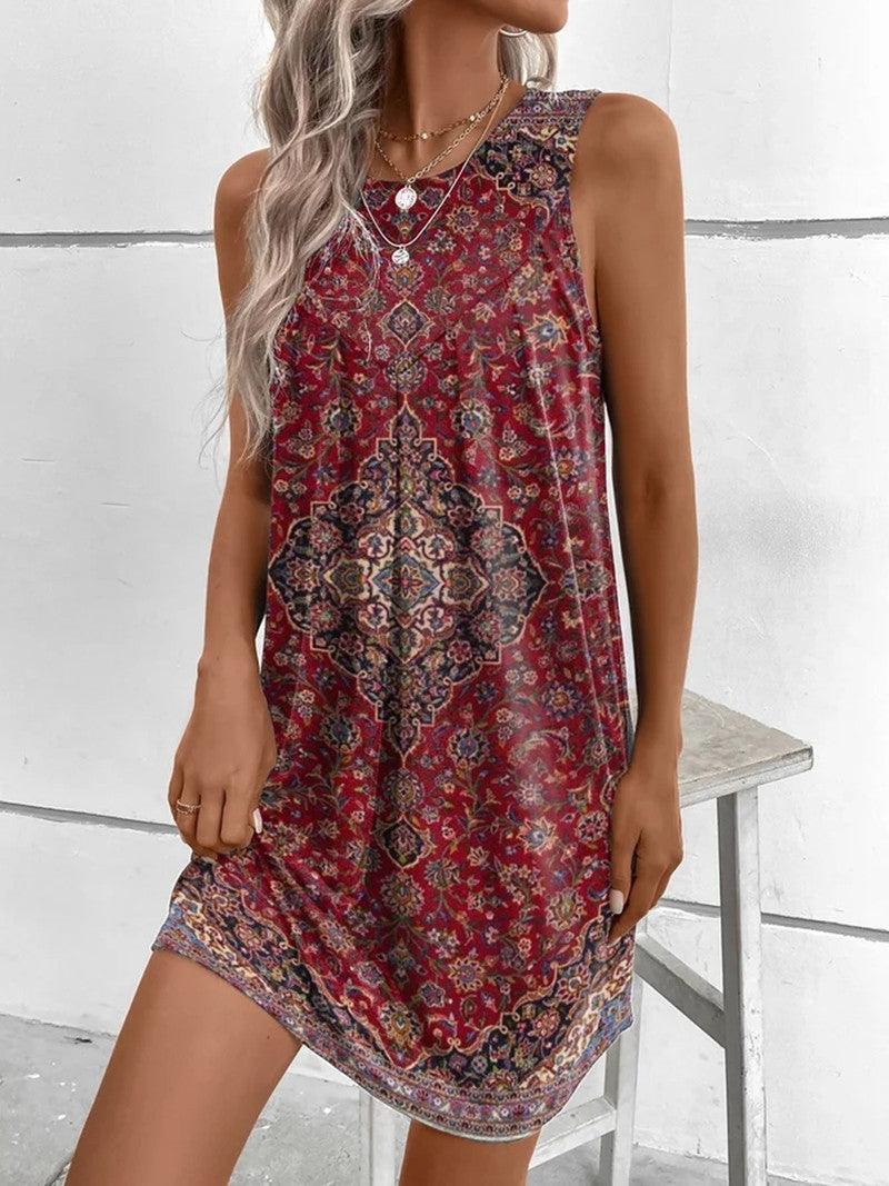 Boho A-Line Sleeveless Sundress for Summer Days