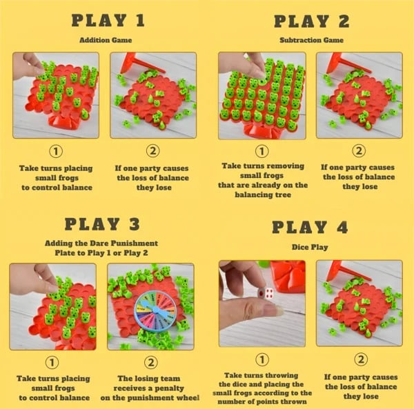 BowLift | Balance Board Game | Montessori Learning Toy | Colorful Frog Design