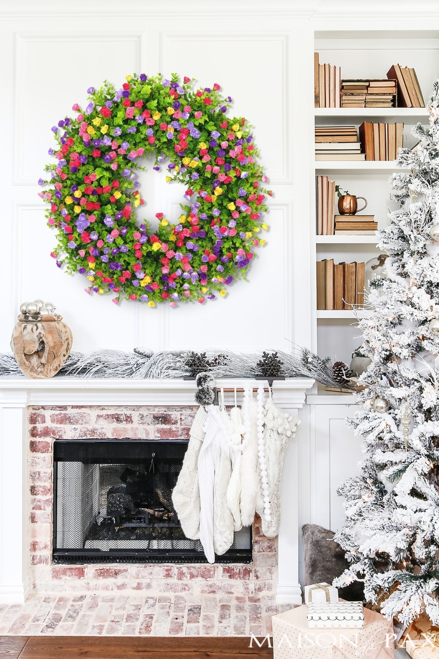 BowLift | BloomWreath Spring & Summer Front Door Wreath | Handmade Floral Grapevine Accent