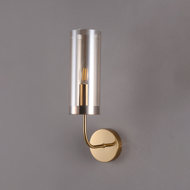 BowLift | Contemporary Tube Wall Lamp Cognac/Light Blue Glass 1 Head Living Room Wall Mounted Light