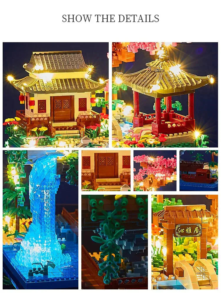 BowLift | 3320PCS Blocks Treehouse Diamond Building Garden Architecture Waterfall Light DIY Bricks Cherry Blossom Toy for Children Adult Gift