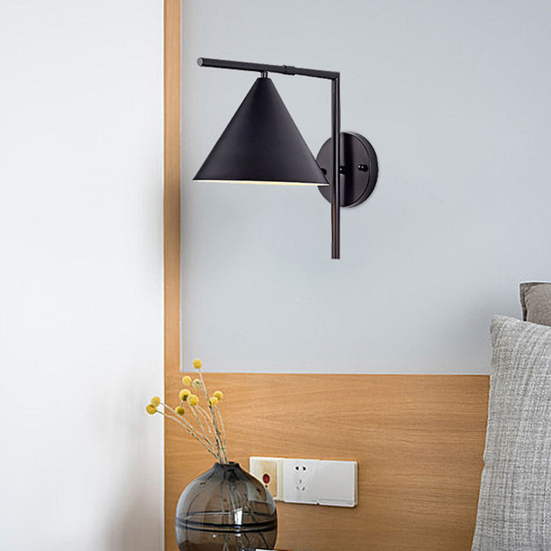 BowLift | Conical Wall Application Lighting Contemporary Metal 1 Head Black/White/Gold Wall Lamp for Bedroom