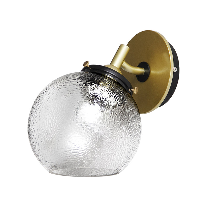 BowLift | Clear Textured Glass Sphere Wall Lighting Modern Vintage Single Light Mini Wall Mount Light in Gold