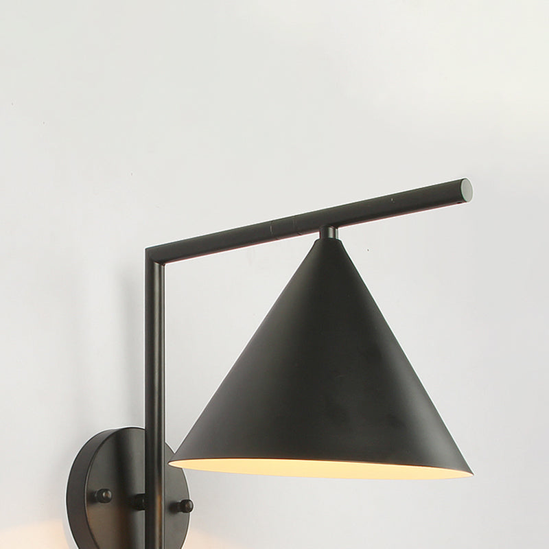 BowLift | Cone Metal Wall Lighting Contemporary 1 Light Black/White/Gold Wall Lamp Over Table, 8" B