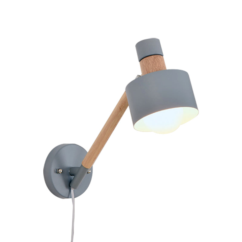 BowLift | 5.5"/6"/7" W Armed Wall Sconce Minimalism Metal 1 Main Wall Mount Lighting in Gray for Living Room