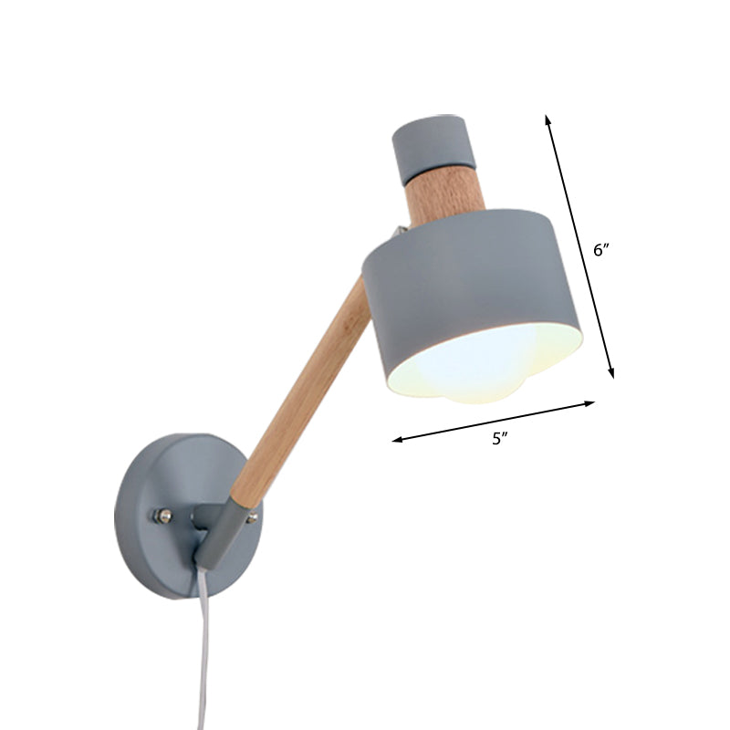 BowLift | 5.5"/6"/7" W Armed Wall Sconce Minimalism Metal 1 Main Wall Mount Lighting in Gray for Living Room