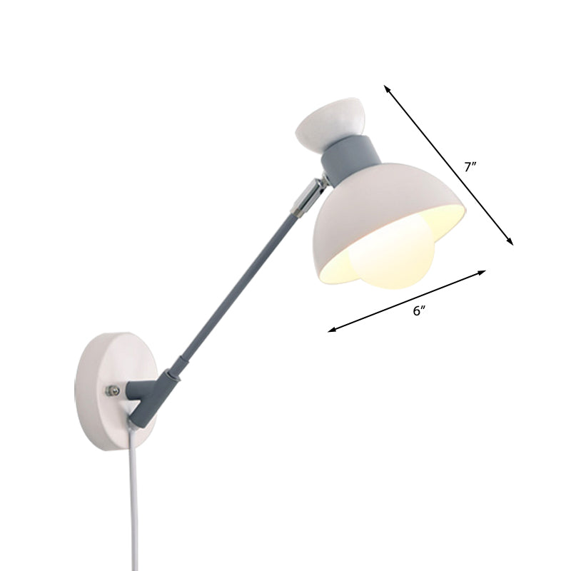 BowLift | 5.5"/6"/7" W Armed Wall Sconce Minimalism Metal 1 Main Wall Mount Lighting in Gray for Living Room