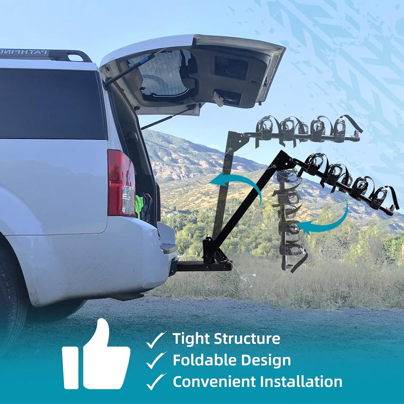 BowLift | Hitch Mount Bike Rack 165lbs Capacity 4-Bike Carrier Rack Steel Bicycle Carrier Rack for 2" Hitch Receiver