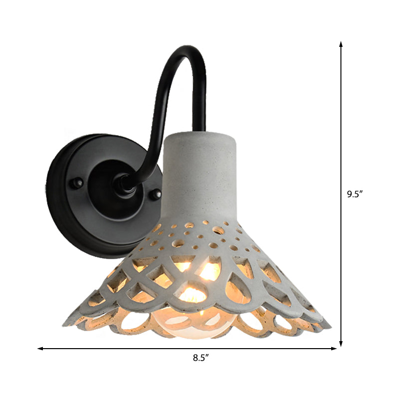 BowLift | 8.5"/9.5"/10" Width Goose Neck Wall Light Modernist Cement 1 Light Wall Mounted Fixture in Gray