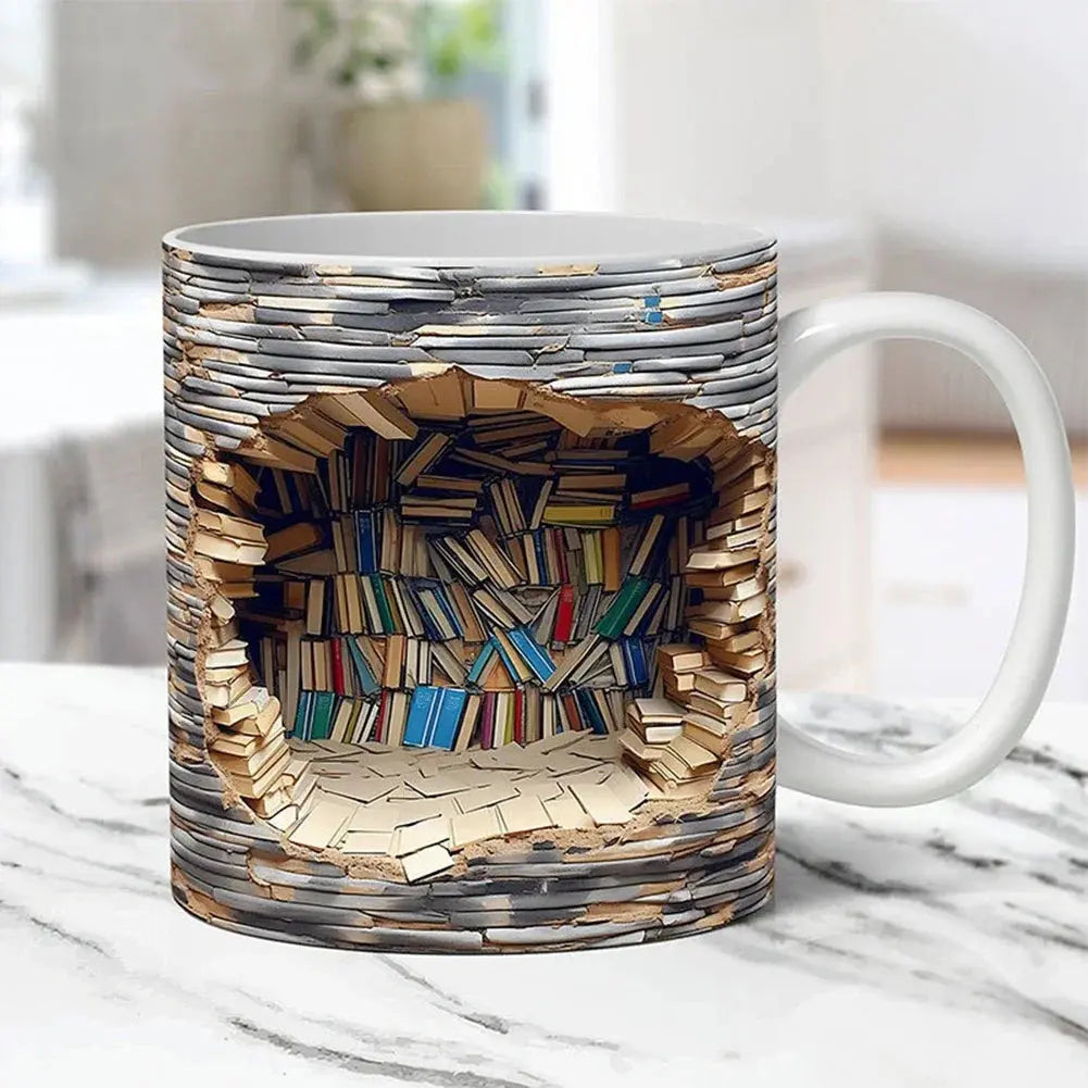 BowLift | 3D-Bookcase-Ceramic-Mug for Book Lovers