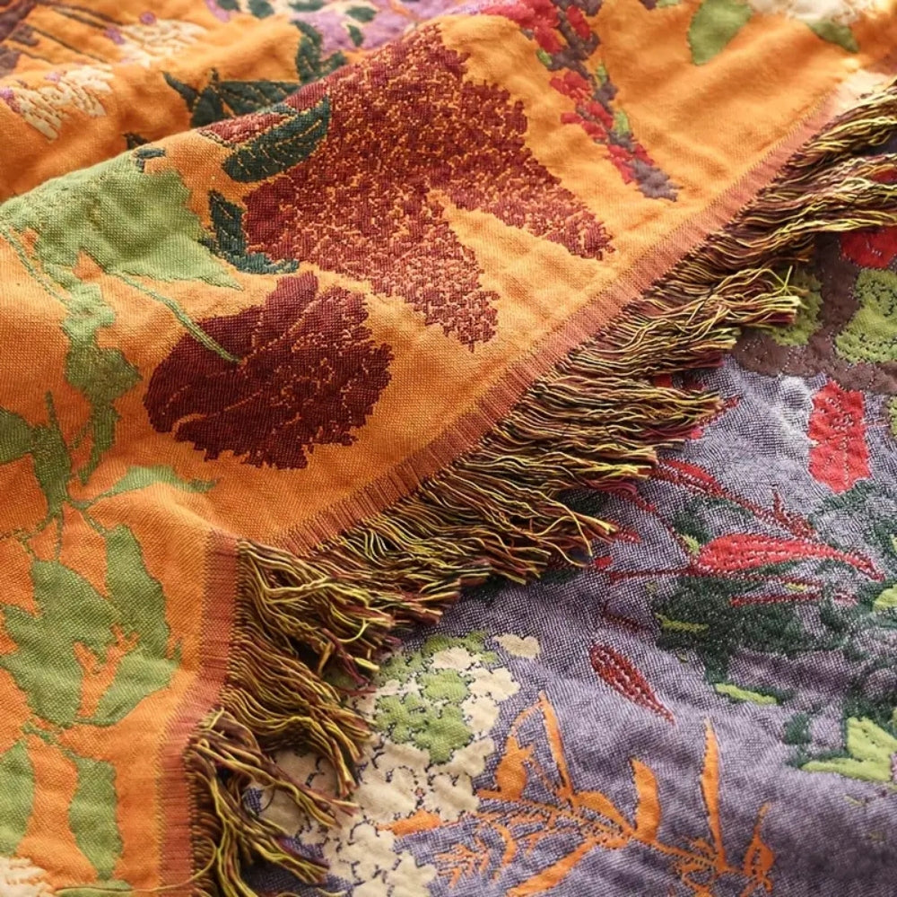 BowLift | Botanic Floral Cotton Tassel Blanket