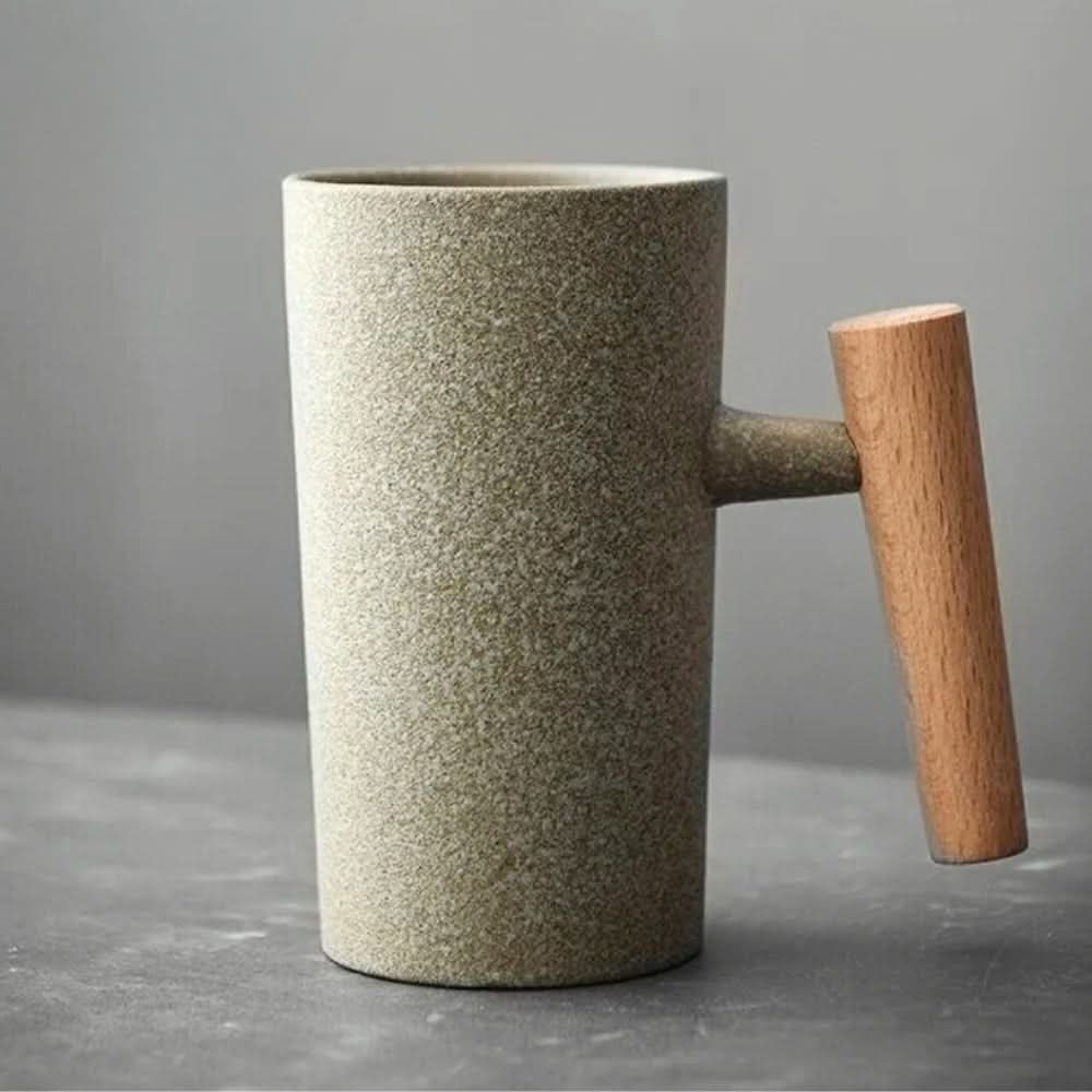 BowLift | BREWCRAFT MUG – Handmade ceramic mug with wooden handle for stylish coffee enjoyment