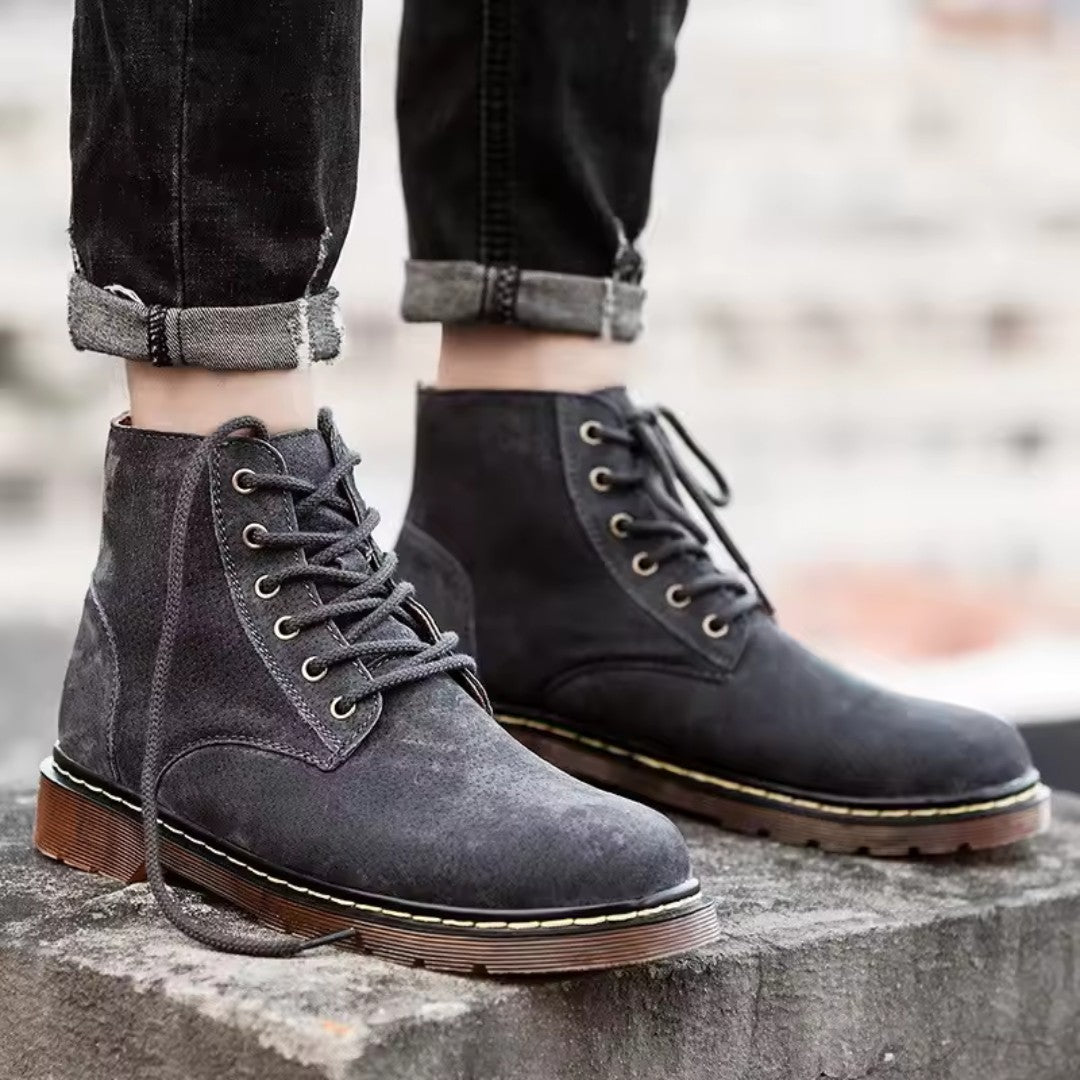 Suede Lace-Up Boots with Rugged Comfort