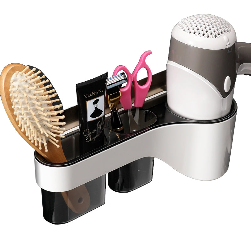 BowLift | Punch-Free Bathroom Hair Dryer Wall Shelf with Comb, Razor Racks, for Storing Toilet Bathroom Items