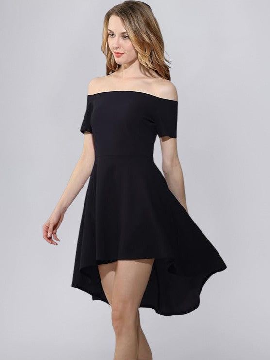 Off-Shoulder High-Low Hem Dress