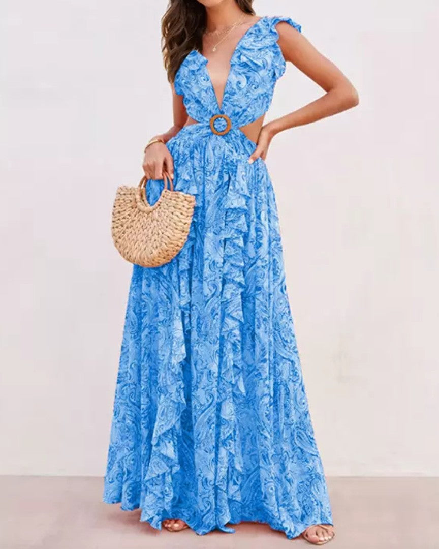 Floral V-Neck Dress with Flattering Fit