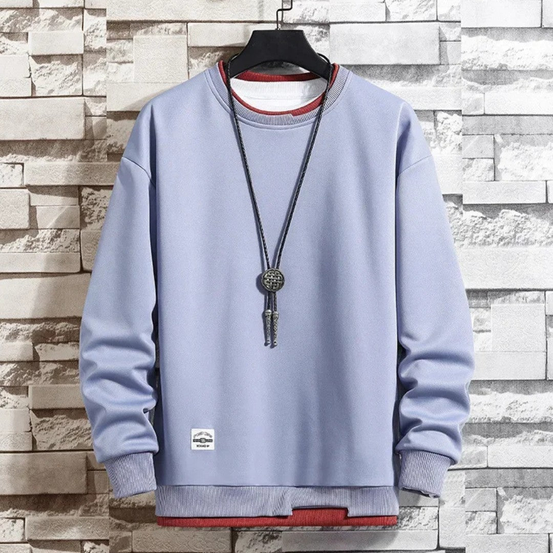 Cotton Sweatshirt with Built-In Layered Design