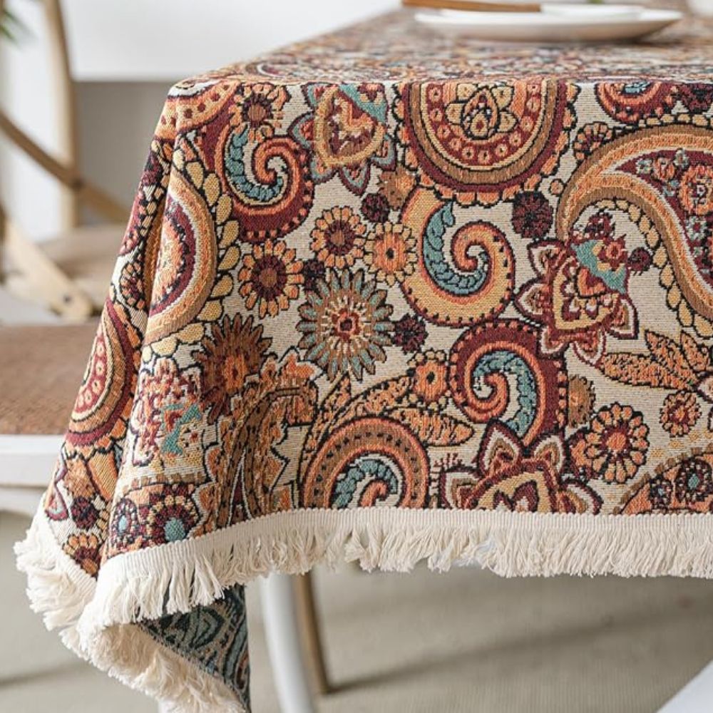 BowLift | Amber Paisley Tassel Tablecloth