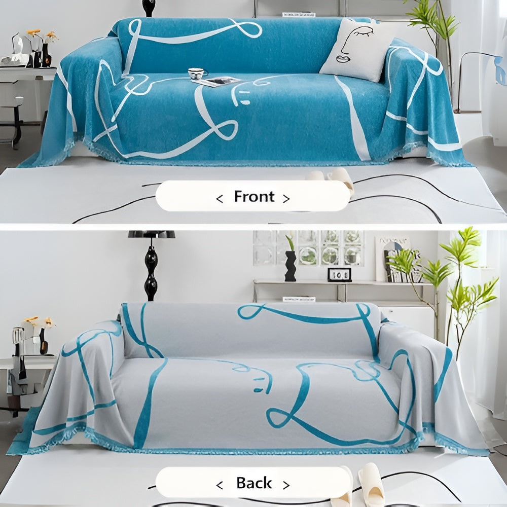 BowLift | Abstract Line Reversible Chenille Sofa Cover