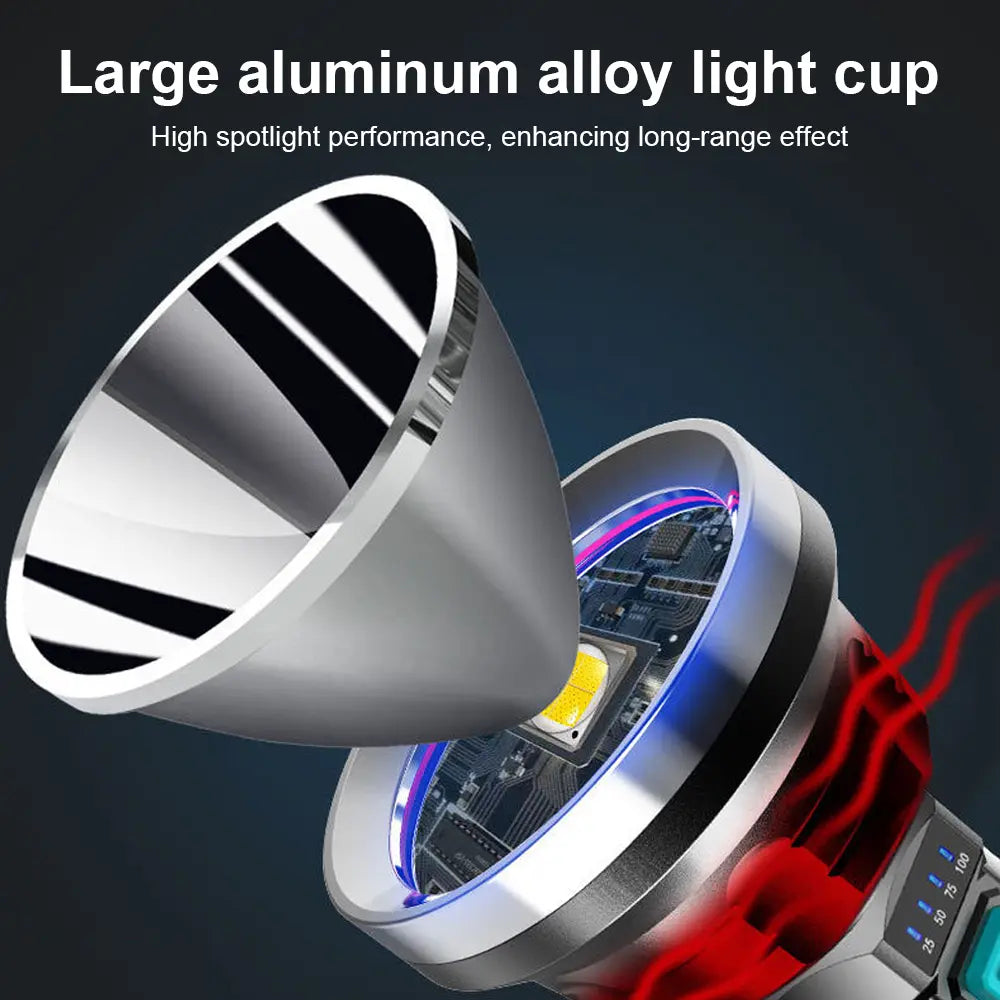 BowLift | 90000LM LED flashlight – Tactical searchlight with USB charging and super bright lighting