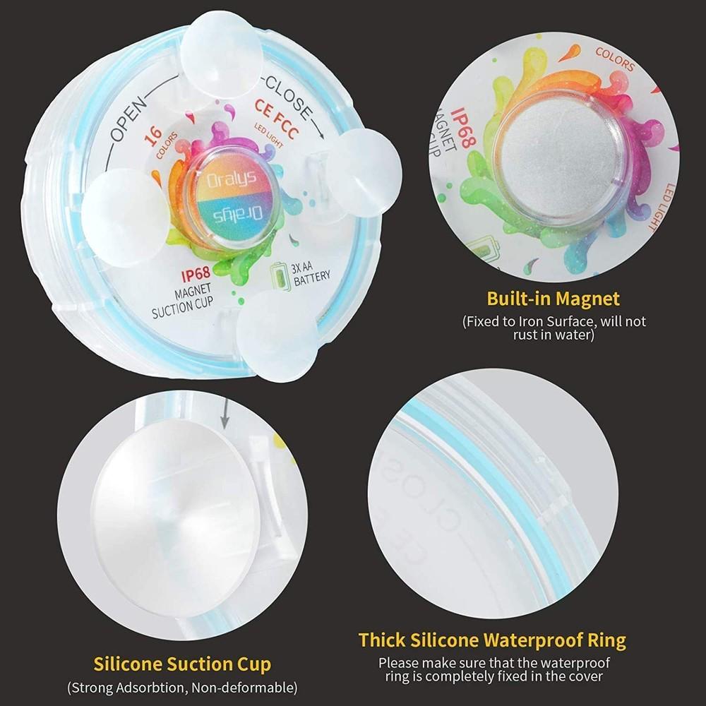 BowLift | 4-Pack: Decorative waterproof battery-operated LED lights - 16 changing colors