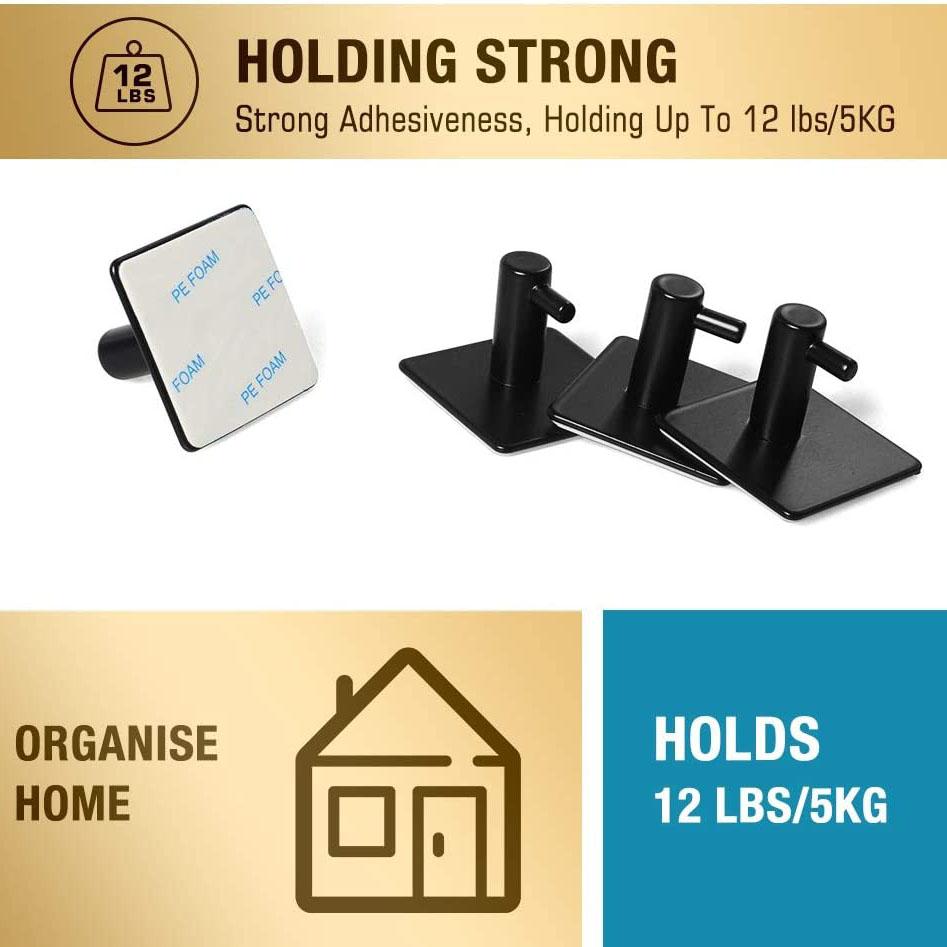 BowLift | 4-Pack: Heavy Duty Durable 304 Stainless Steel Wall Hooks