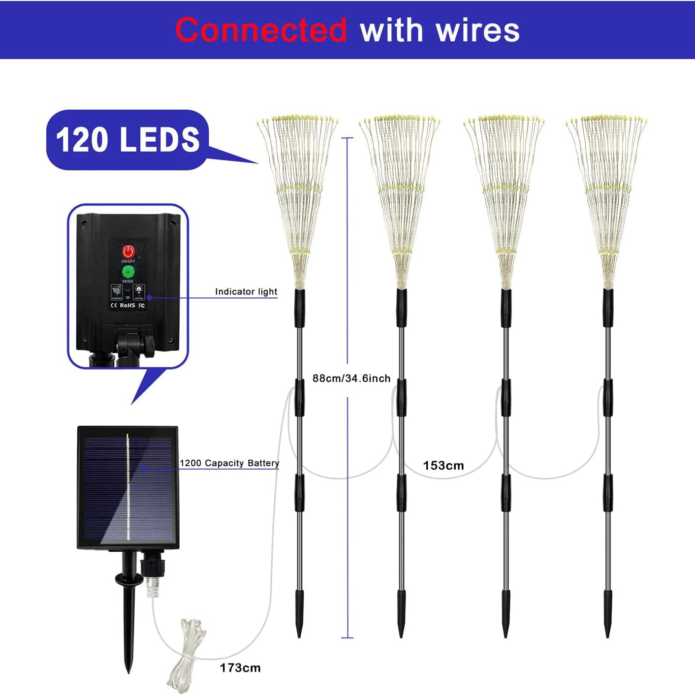 BowLift | 4-Pack: Solar Lights Outdoor, Warm White Garden Lights