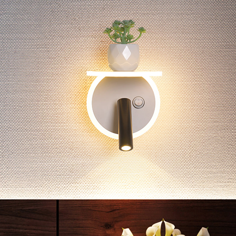 BowLift | White LED wall light Minimalism Acrylic Round/Rectangle Wall Outdoor Light with Plant Decoration in Warm/White Light