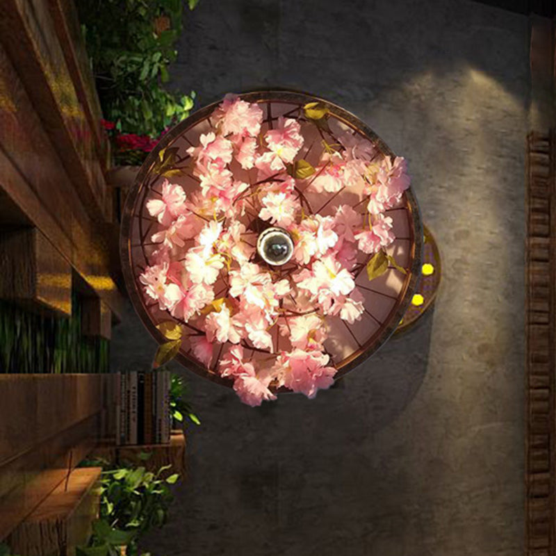 BowLift | LED Wall Light Industrial Restaurant Flower Wall Mounted Fixture with Wheel Metal Shade in Black, 12.5"/19"/23" Diameter