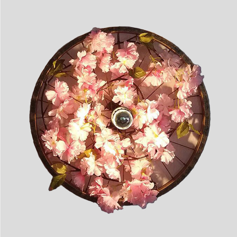 BowLift | LED Wall Light Industrial Restaurant Flower Wall Mounted Fixture with Wheel Metal Shade in Black, 12.5"/19"/23" Diameter