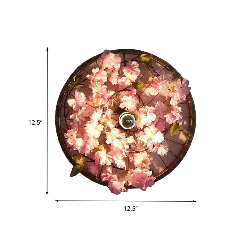 BowLift | LED Wall Light Industrial Restaurant Flower Wall Mounted Fixture with Wheel Metal Shade in Black, 12.5"/19"/23" Diameter