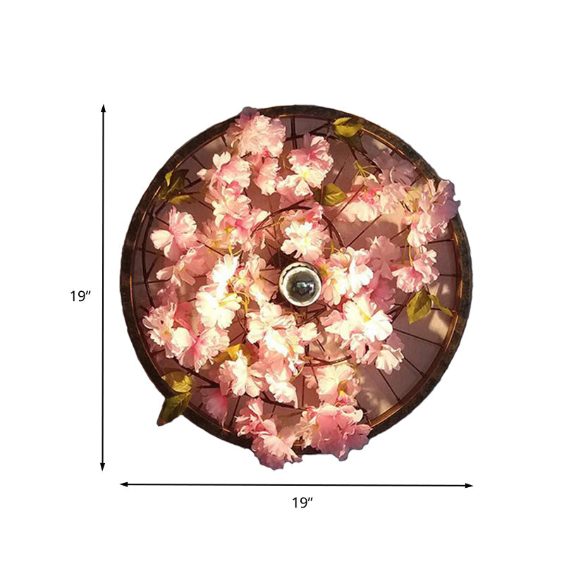 BowLift | LED Wall Light Industrial Restaurant Flower Wall Mounted Fixture with Wheel Metal Shade in Black, 12.5"/19"/23" Diameter