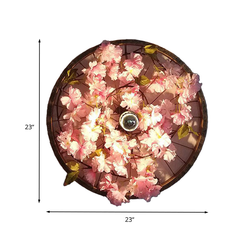 BowLift | LED Wall Light Industrial Restaurant Flower Wall Mounted Fixture with Wheel Metal Shade in Black, 12.5"/19"/23" Diameter