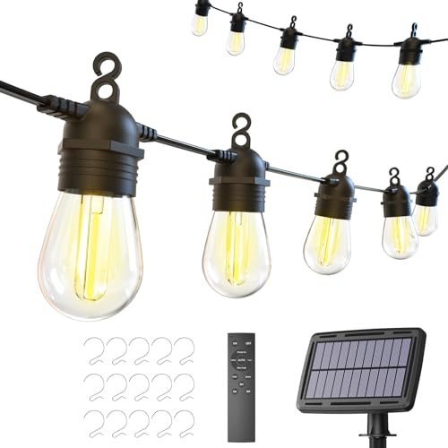 BowLift | 52FT Solar String Lights for Outdoor with Remote Control, Warm White