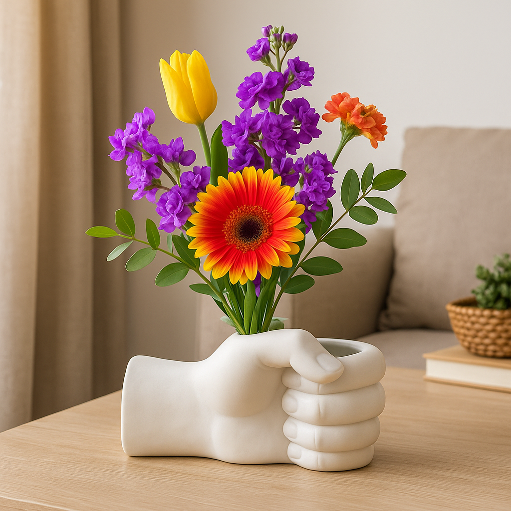 BowLift | Artistic Hand Gesture Ceramic Tabletop Flower Vase