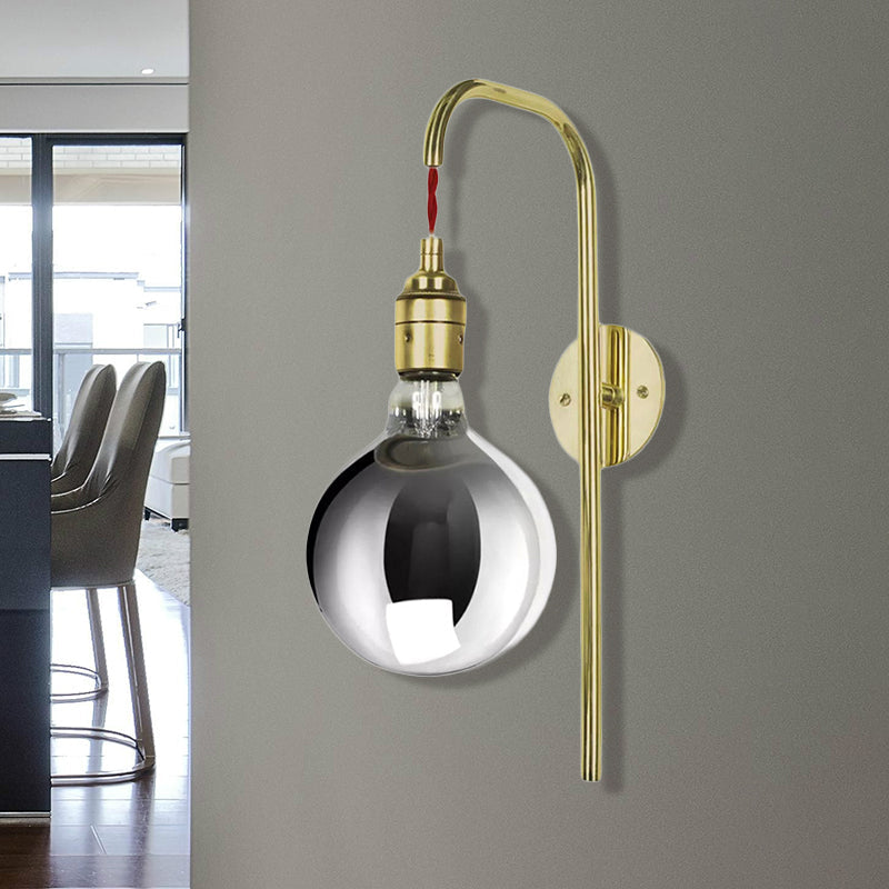 BowLift | Chrome/Gold A Light Wall Lamp Modern Clear Glass Globe Lighting Fixture for Living Room