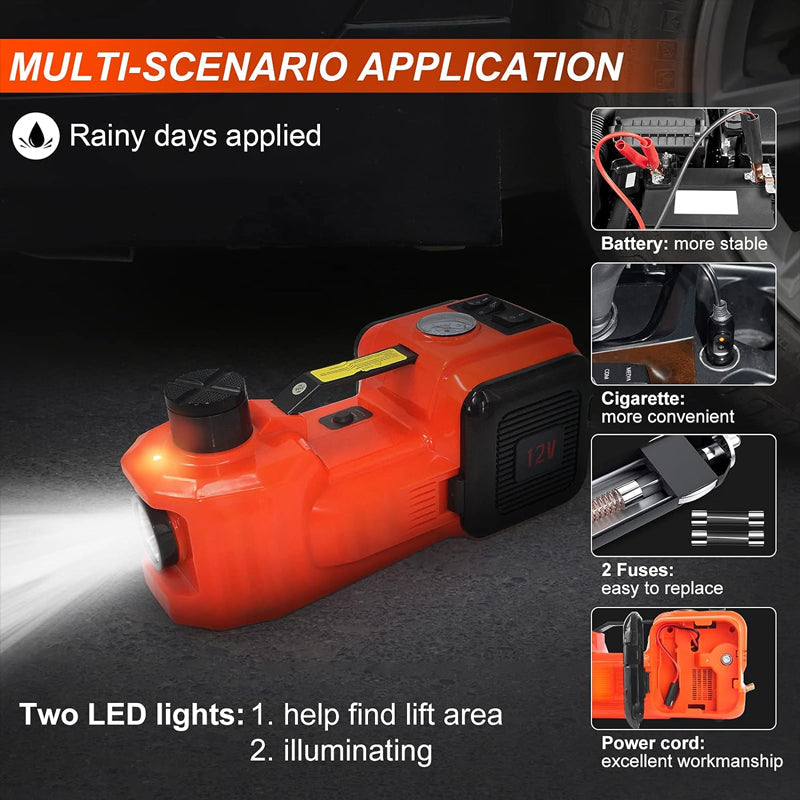 BowLift | Electric Car Jack 5 Ton 12V Hydraulic Car Jack Lift with Electric Impact Wrench for Change Tires