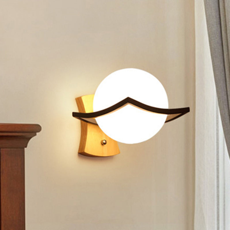 BowLift | Contemporary globe shade wall lamp 1 head milk glass wall lamp in white for bedside table