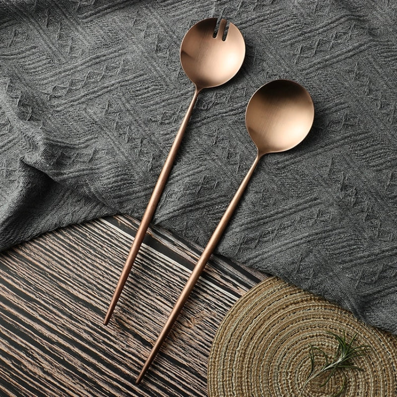 BowLift | Rose Gold Salad Cutlery and Serving Utensils Set