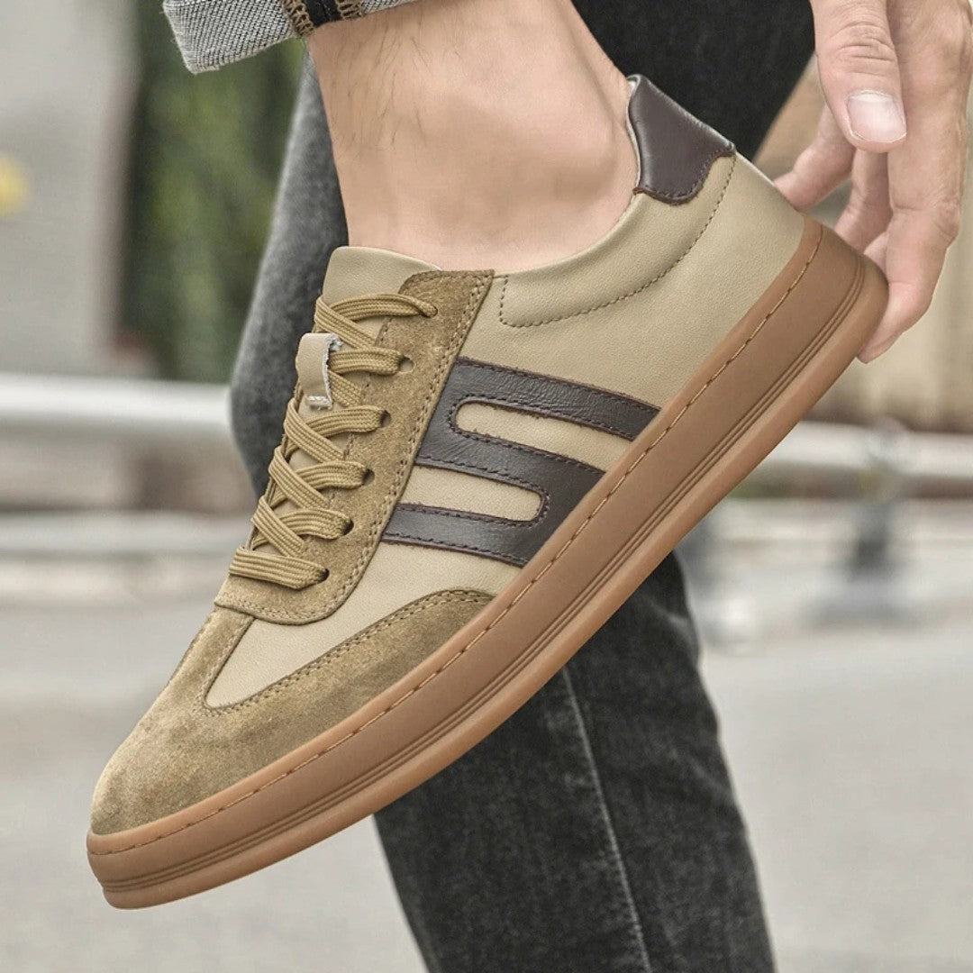Leather and Suede Low-Top Sneakers