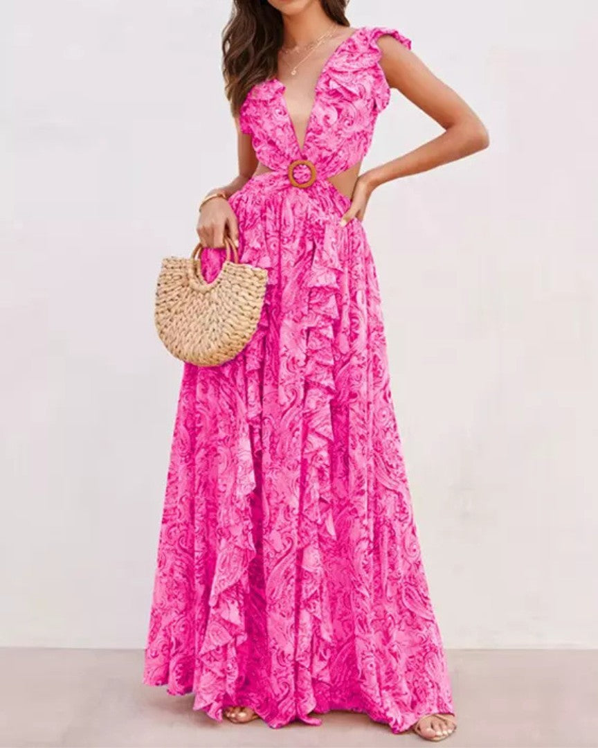 Floral V-Neck Dress with Flattering Fit