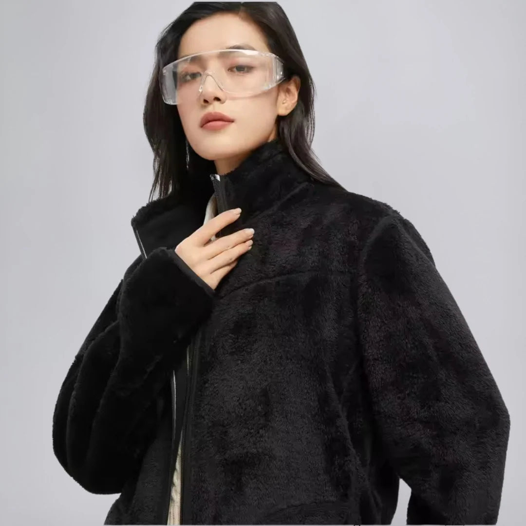 Fleece Zip Jacket with Stand Collar and Soft Interior