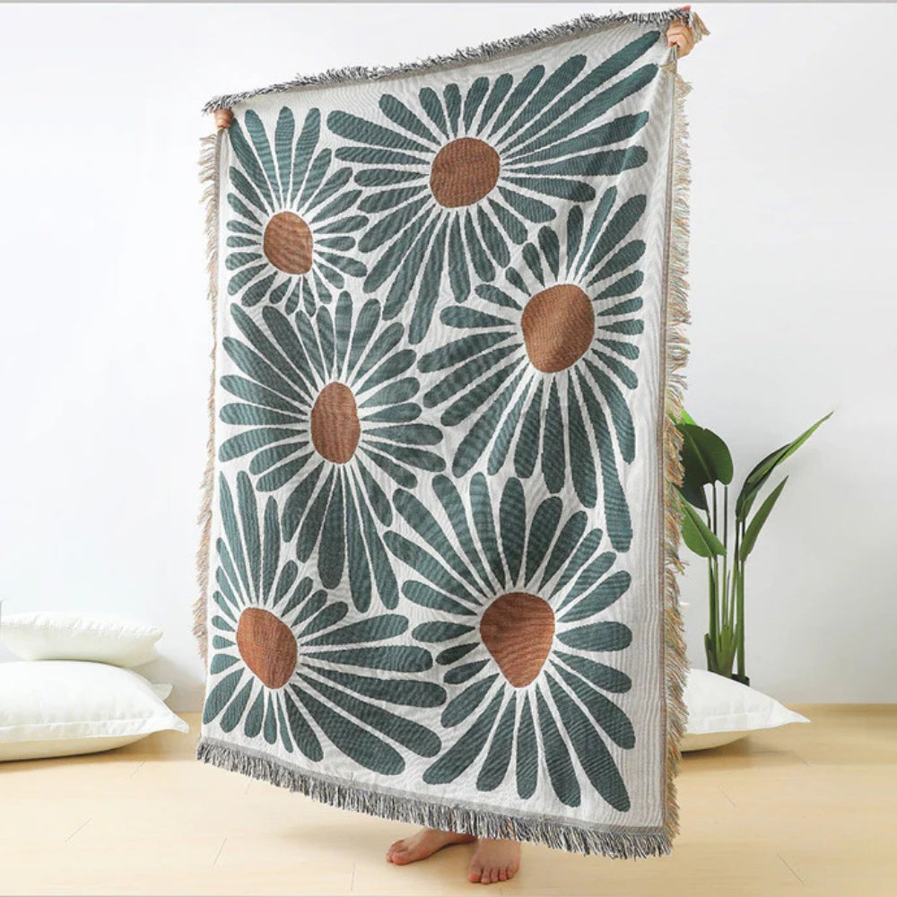 BowLift | Floral Daisy Woven Throw Blanket