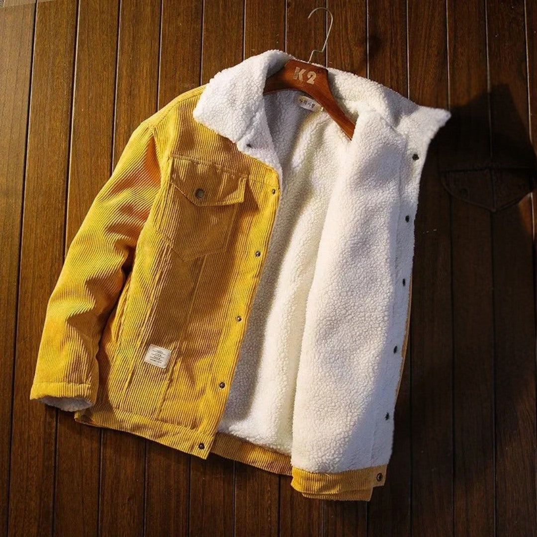 Corduroy Trucker Jacket with Sherpa Warmth