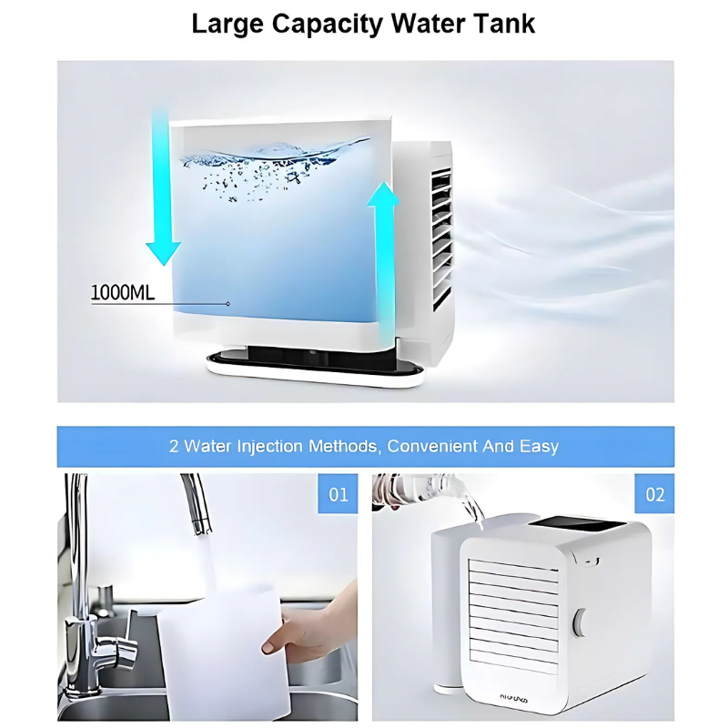 BowLift | Hexton | Portable MicroCool Mini Air Conditioner with 1000ml Water Tank | Personal Cooling & Humidifier