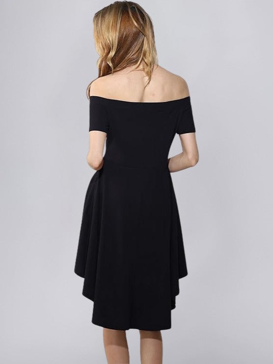 Off-Shoulder High-Low Hem Dress